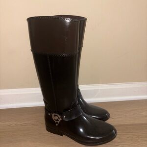 Michael Kors Black and Brown Fulton Rain Boots